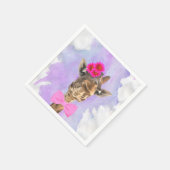 キリンかわいいおもしろいジャングル動物の水色 スタンダードカクテルナプキン (角)