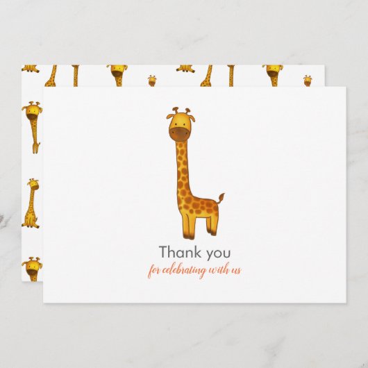 キリンかわいいミニマリスト赤ちゃんシャワーありがとう サンキューカード (正面/裏面)