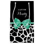 キリンかわいらしプリントミントグリーンボウ名 スモールペーパーバッグ (正面)