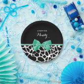 キリンかわいらしプリントミントグリーンボウ名 ペーパープレート (パーティー)