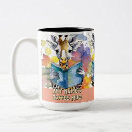 キリンが大きな本を読む ツートン コーヒーマグ ツートーンマグカップ