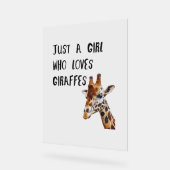 キリンが大好きな女の子かわいい動物キリン アクリルサイン (傾斜)