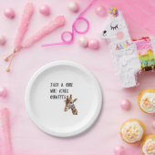 キリンが大好きな女の子かわいい動物キリン ペーパープレート (パーティー)