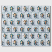 キリンが引き裂かれた紙の穴から現れる ラッピングペーパー (フラット)