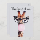 キリンが眼鏡考えをかけて ポストカード (正面/裏面)