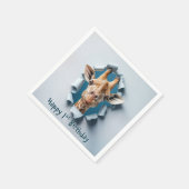 キリンが紙穴から覗く1 スタンダードカクテルナプキン (角)