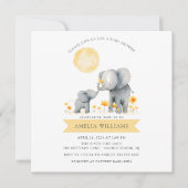 キリンが赤ちゃんを祝福するベイビーシャワーの招待状 招待状 (正面)