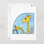 キリンが車を運転している。 ポストカード (正面/裏面)