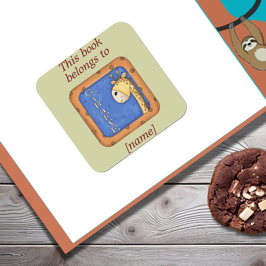 キリンこの本は蔵書票のシール スクエアシール