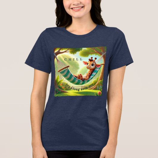 キリンだって長い首がゆったり日 トライブレンドTシャツ (正面)