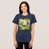 キリンだって長い首がゆったり日 トライブレンドTシャツ (正面全面)
