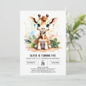 キリンだらけのサファリ　お誕生日会へのご招待 招待状 (スタンド正面)