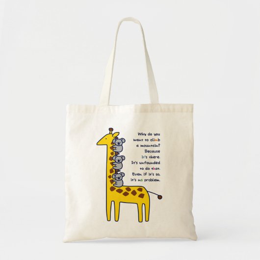 【キリンとくっつきコアラ(淡色地用)】 a Giraffe & clinging Koalas トートバッグ (正面)