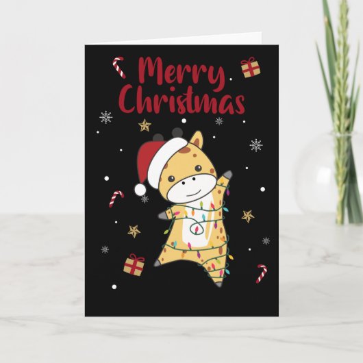 キリンとクリスマス 冬の動物たち シーズンカード (正面)