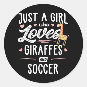 キリンとサッカーキリンを愛する女の子 ラウンドシール
