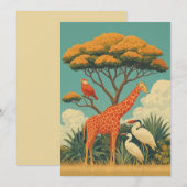 キリンとサファリの鳥 招待状 (正面/裏面)