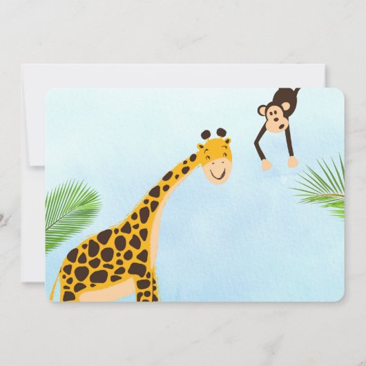 キリンとサルサファリパーティー動物 招待状 (裏面)