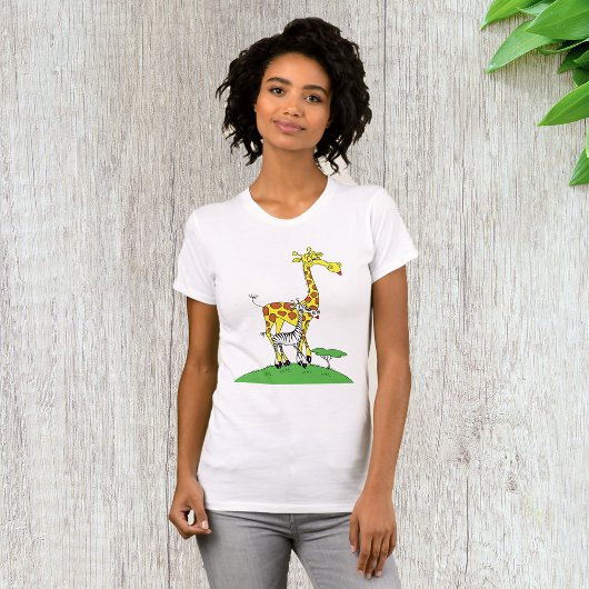 キリンとシマウマの女性用Tシャツ Tシャツ
