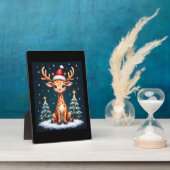 キリンとトナカイのサンタ帽 クリスマスツリー 面白い Xm フォトプラーク (側面)