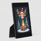 キリンとトナカイのサンタ帽 クリスマスツリー 面白い Xm フォトプラーク (側面)