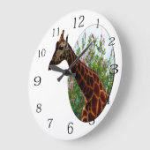 キリンとハイビスカスの花、壁掛け時計 ラージ壁時計 (傾斜)