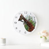 キリンとハイビスカスの花、壁掛け時計 ラージ壁時計 (ホーム)