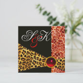 キリンとヒョウの毛皮のリボン 赤いルビーの宝石 招待状 (スタンド正面)