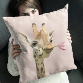 キリンとピンクのチューリップ クッション