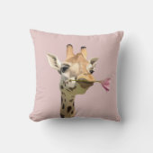 キリンとピンクのチューリップ クッション (正面)