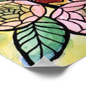 キリンとフラワーキリンイラストレーションフローラ ポスター (角)