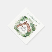 キリンとベビージャングルベビーシャワー スタンダードカクテルナプキン (角)