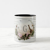 キリンとワイルドライフグレイストライプパーソナライズされた ツートーンマグカップ (中央)