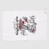 キリンとワインのビンテージ彫刻Tシャツデザイン_1 ゴルフタオル (横)