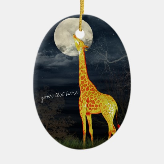 キリンと月 |オーナメントカスタム装飾 セラミックオーナメント (正面)
