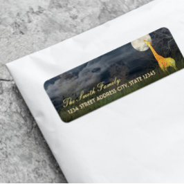 キリンと月 |カスタム差出人住所ラベル ラベル