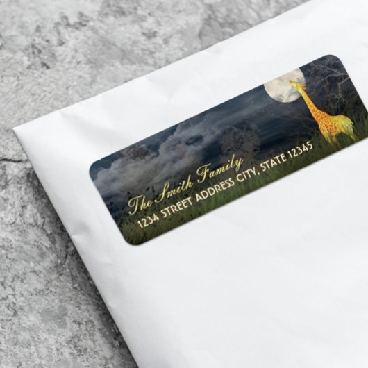 キリンと月 |カスタム差出人住所ラベル ラベル