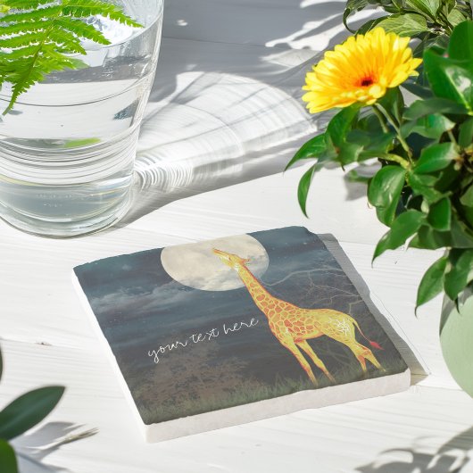 キリンと月 | カスタムStone Drink Coaster ストーンコースター