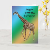キリンと木,长颈鹿.野生動物園写真 カード (黄色い花)