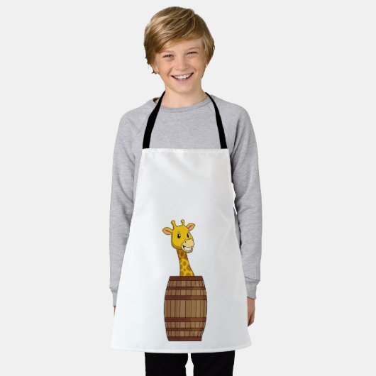 キリンと樽 エプロン (着用した状態)