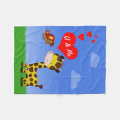 キリンと蝶の恋 フリースブランケット (正面(横))