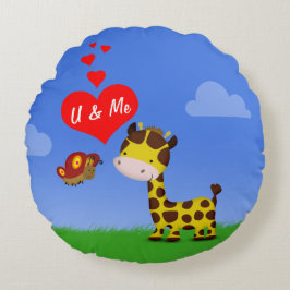 キリンと蝶の恋 ラウンドクッション