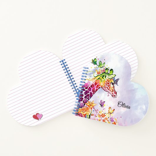 キリンと蝶の水彩 ノートブック (内部)