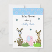キリンと象の赤ちゃんシャワー招待状 招待状 (正面)
