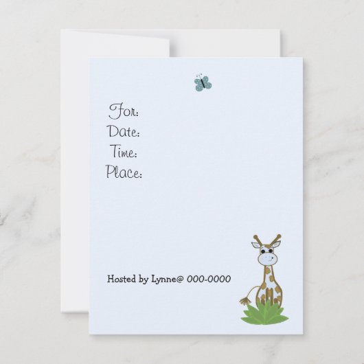 キリンと象の赤ちゃんシャワー招待状 招待状 (裏面)