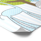 キリンと象の青い男の子 赤ちゃん部屋 ポスター (角)