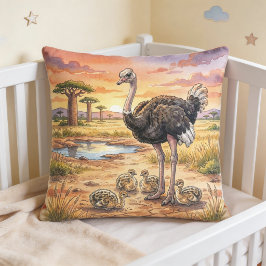 キリンと赤ちゃんのサファリ動物ピロー クッション