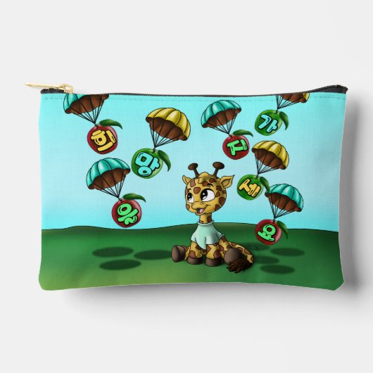 キリンと韓国語 アクセサリーポーチ (正面)