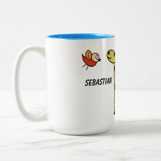 キリンと鳥のマグカップ ツートーンマグカップ (左)
