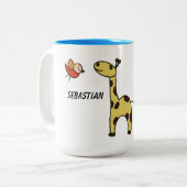 キリンと鳥のマグカップ ツートーンマグカップ (正面左)