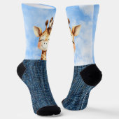 キリンと鳥の微笑み ソックス (傾斜あり)